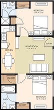 2 Bed 2 Bath 20-05 floor plan